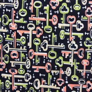 Key Print Skirt Womens XL 16 18 Dark Academia Retro A Line Navy Blue Indie Y2K